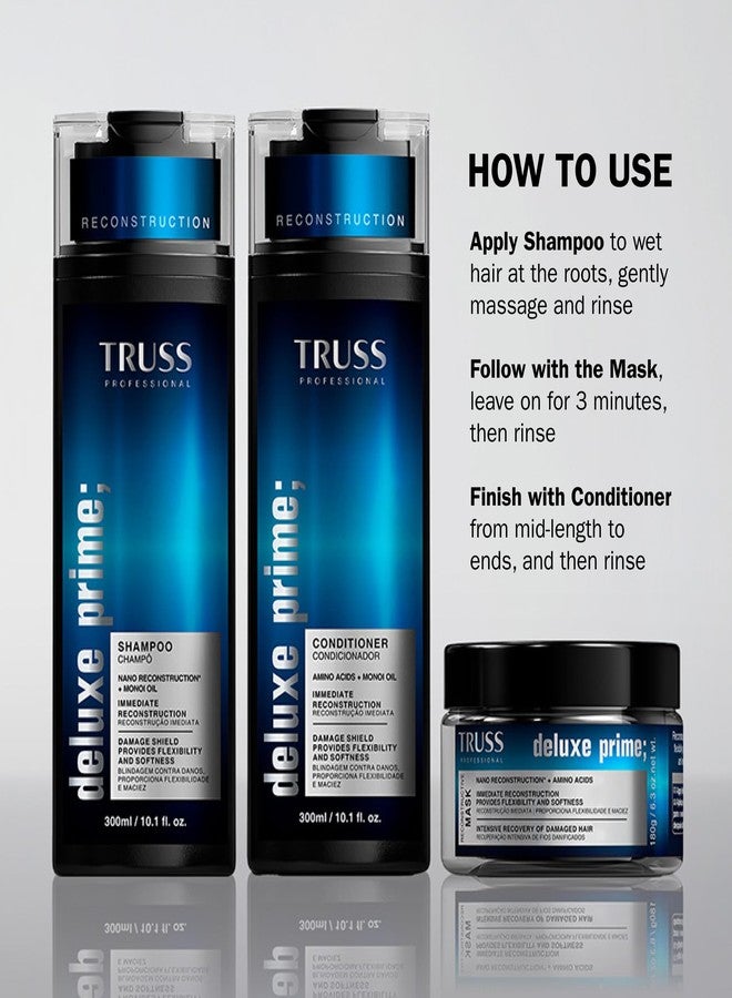 تروس قناع الشعر TRUSS Deluxe Prime + - قناع ترطيب عميق للشعر التالف - عناية مركزة للشعر الجاف والمتقصف والمتغير اللون - التحكم في التجعد والحماية من التكسر (6.35 أونصة) - Image 4